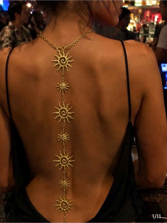 Anthropologie Jewelry - Gold sunburst body chain back necklace